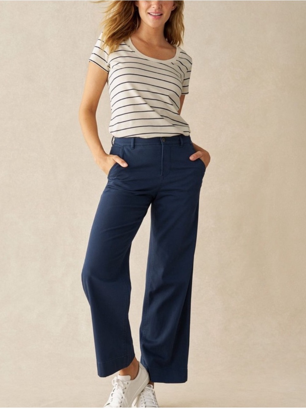 LL Bean Classic Fit Pants Wrinkle Free Cotton New Size 8 Regular Navy - Picture 1 of 9